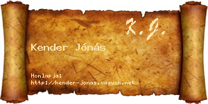 Kender Jónás névjegykártya